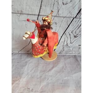 Vintage Ludowe Poland Lalka Region Knight on Horse Figure Read